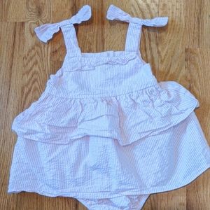 Pink seersucker romper